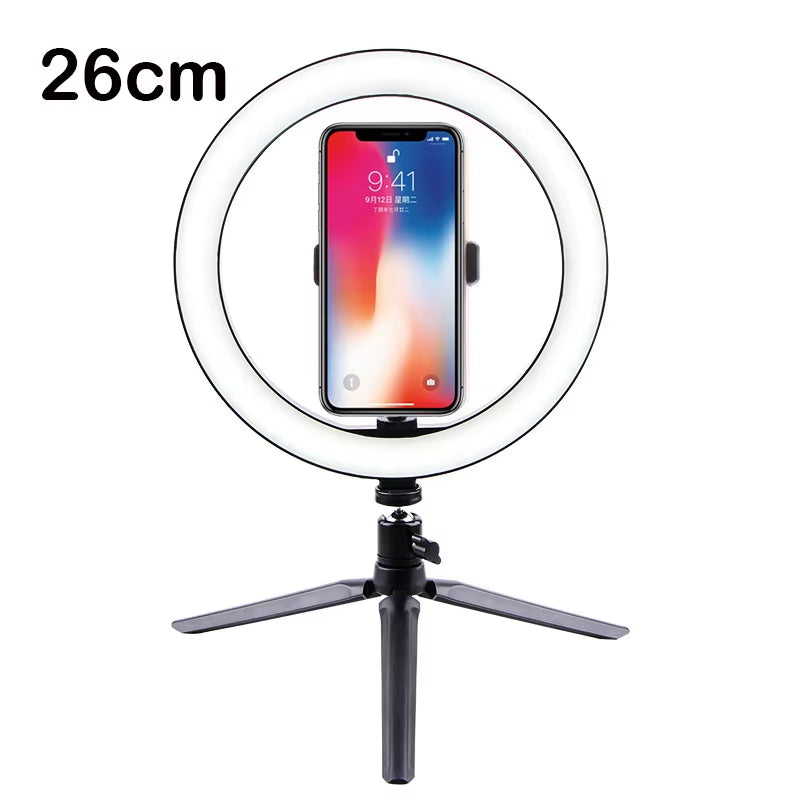 Mobile Selfie Ring Light Photography Light Led Rim of Lamp with Mobile Holder Large Tripod Stand for Youtube RGB Tok Ringlight