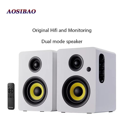 4 Inch Super Bass Speakers 80W Active Speaker 2.0 Hifi Wooden Monitor Speakers Computer USB TV Bluetooth Loudspeaker