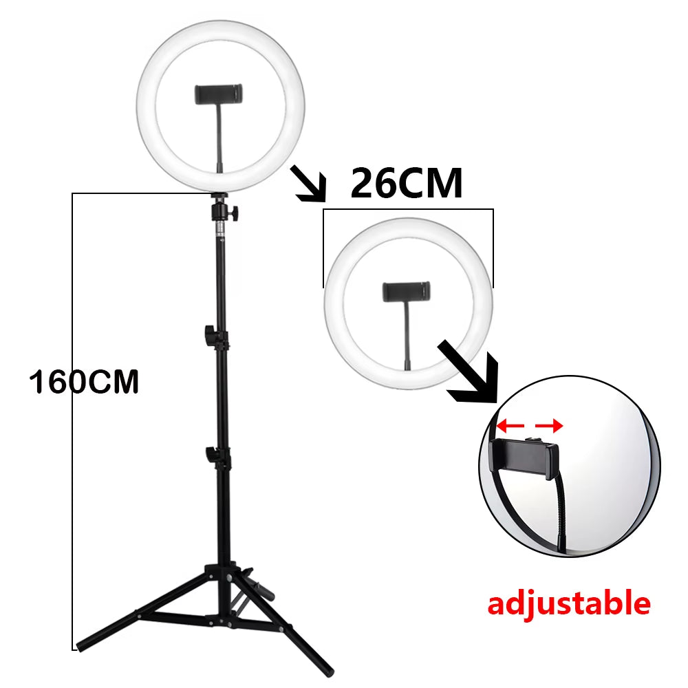 Mobile Selfie Ring Light Photography Light Led Rim of Lamp with Mobile Holder Large Tripod Stand for Youtube RGB Tok Ringlight