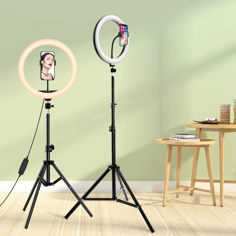 Mobile Selfie Ring Light Photography Light Led Rim of Lamp with Mobile Holder Large Tripod Stand for Youtube RGB Tok Ringlight