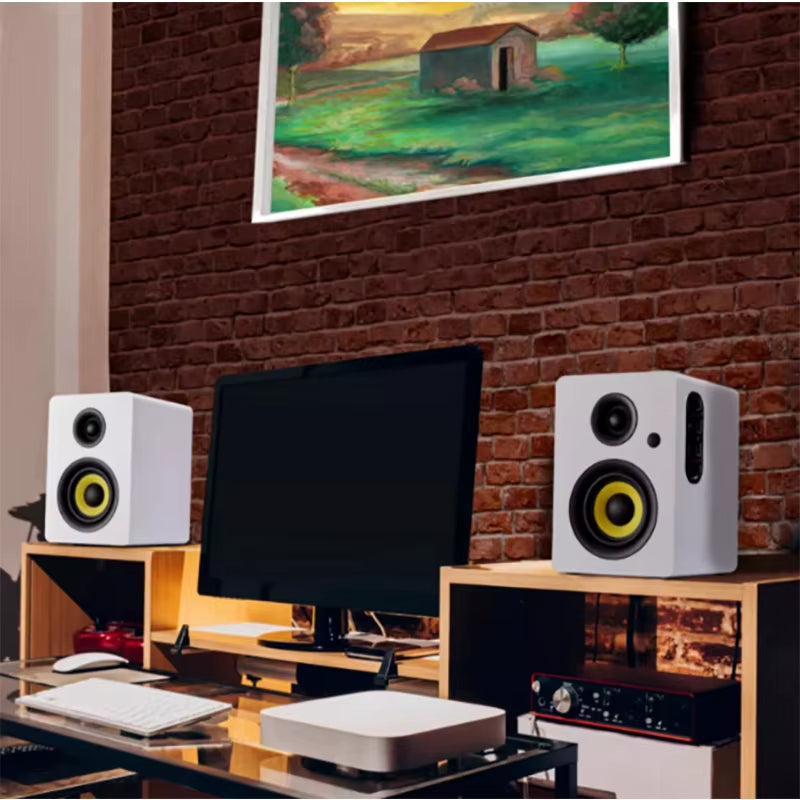 4 Inch Super Bass Speakers 80W Active Speaker 2.0 Hifi Wooden Monitor Speakers Computer USB TV Bluetooth Loudspeaker