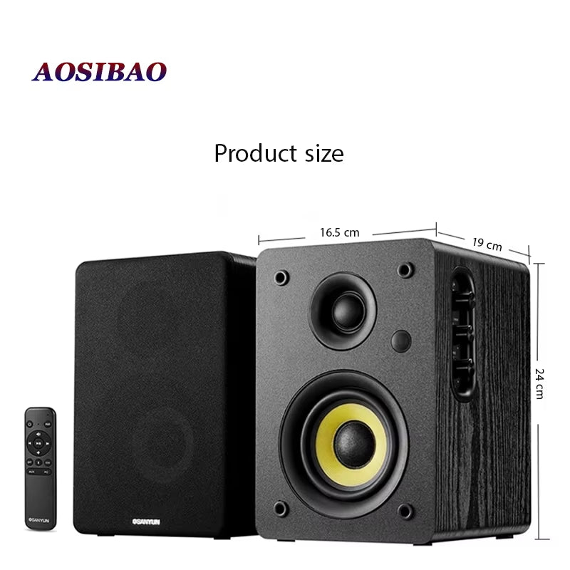 4 Inch Super Bass Speakers 80W Active Speaker 2.0 Hifi Wooden Monitor Speakers Computer USB TV Bluetooth Loudspeaker