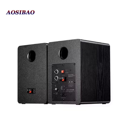 4 Inch Super Bass Speakers 80W Active Speaker 2.0 Hifi Wooden Monitor Speakers Computer USB TV Bluetooth Loudspeaker