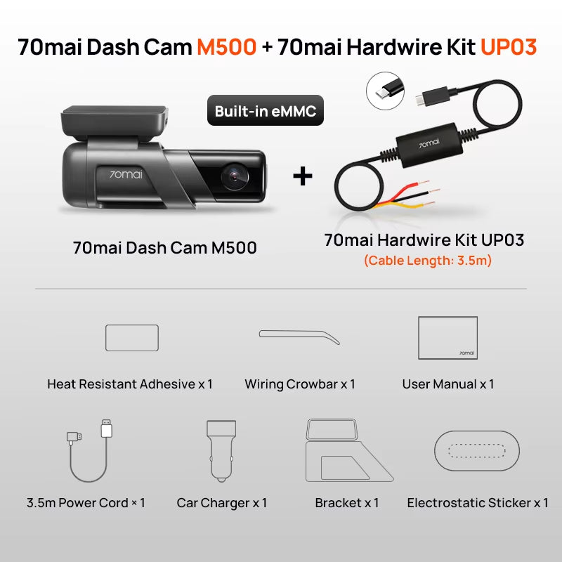 Dash Cam M500 1944P 170FOV  M500 Car DVR Dash Camera Recorder GPS ADAS 24H Parking Monitor Emmc Built-In Storage