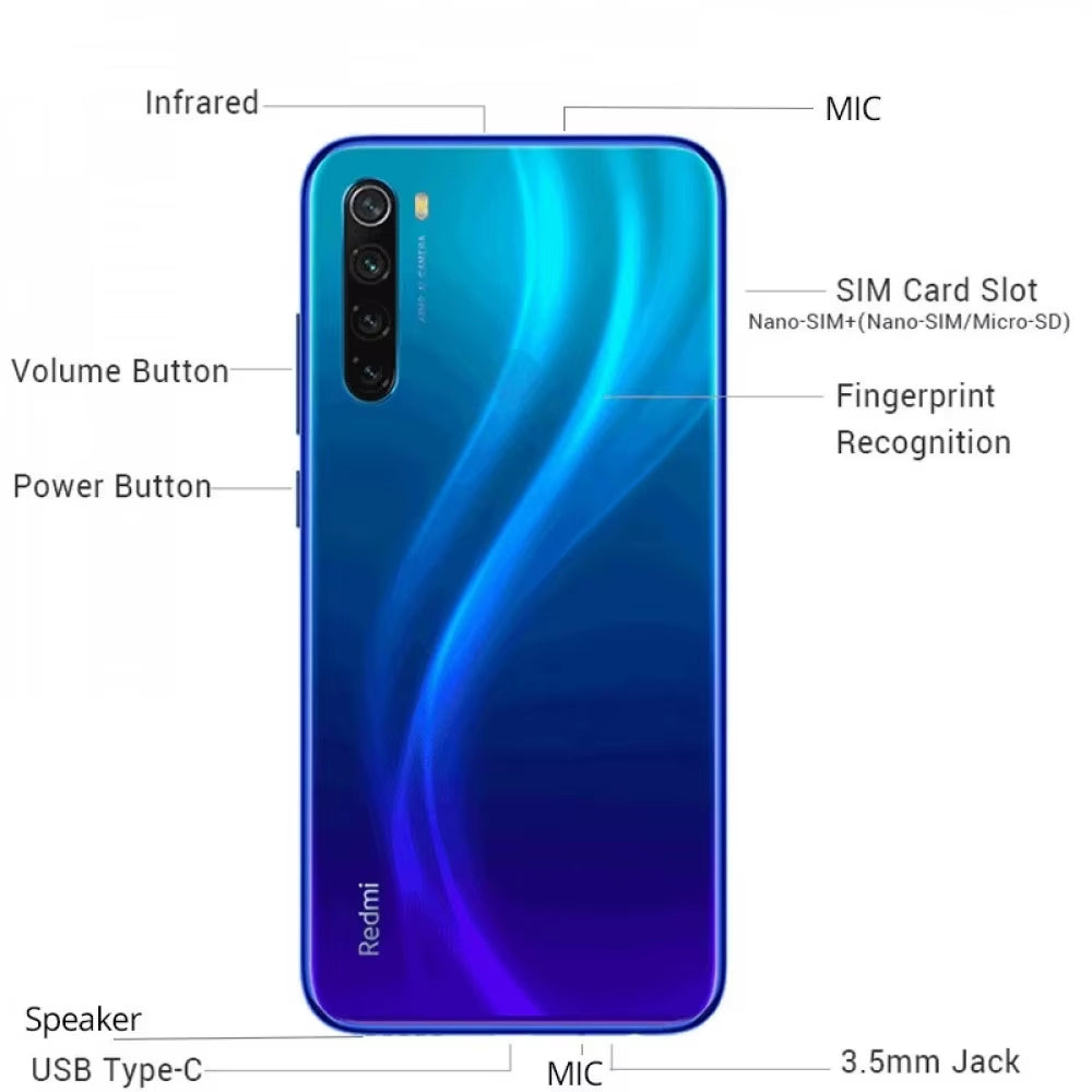 Redmi Note 8/Note 8 Pro Smartphone Global Firmware with Phone Case Original Android Phone 4000Mah Baterry Quad Cmaera