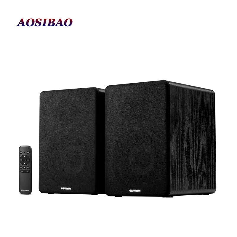 4 Inch Super Bass Speakers 80W Active Speaker 2.0 Hifi Wooden Monitor Speakers Computer USB TV Bluetooth Loudspeaker