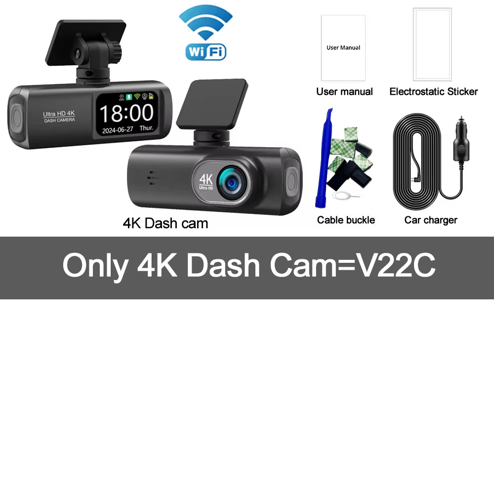 Dash Cam 4K Camera for Car Dashcam GPS Wifi 24H Parking Monitor Night Vision Dvr Front and Rear Video Registrator