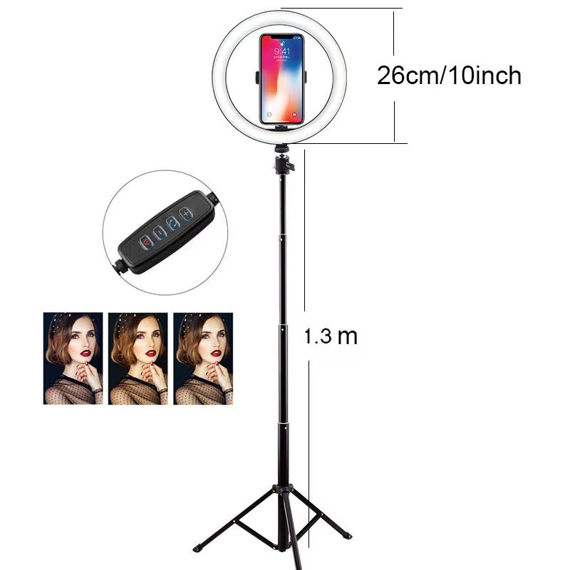 Mobile Selfie Ring Light Photography Light Led Rim of Lamp with Mobile Holder Large Tripod Stand for Youtube RGB Tok Ringlight